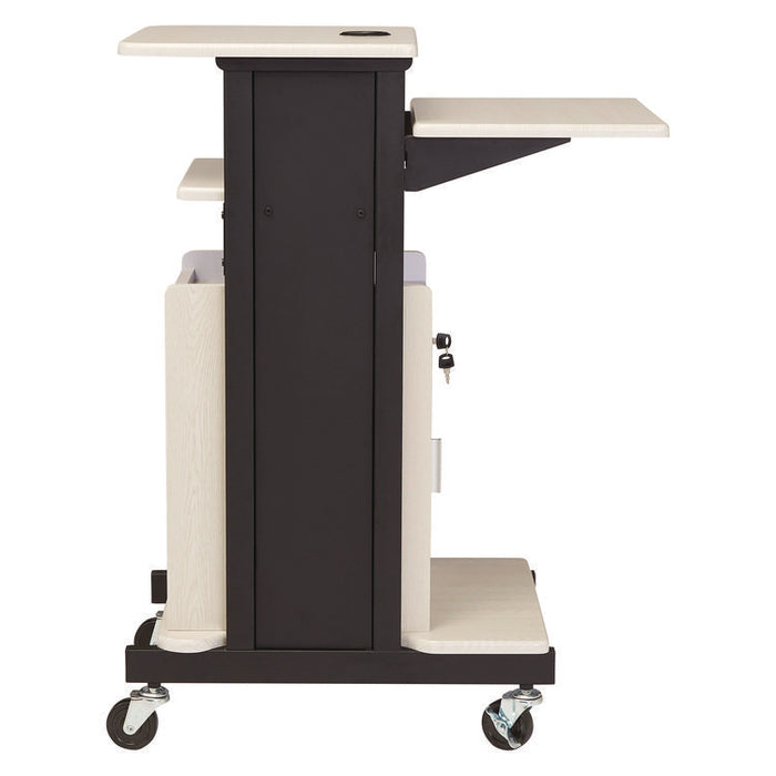 Premium Plus Presentation Cart with Storage Cabinet, 18 x 30 x 40.5, Ivory/Black