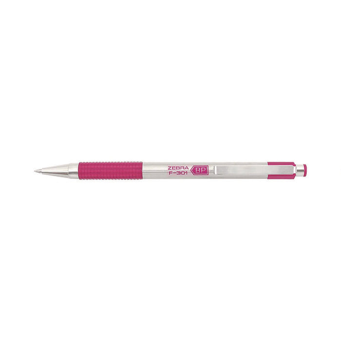 F-301 Breast Cancer Awareness Ballpoint Pen, Retractable, Fine 0.7 mm, Black Ink, Stainless Steel/Pink Barrel