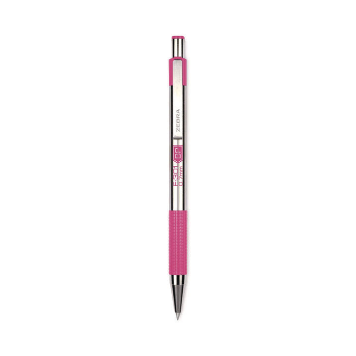 F-301 Breast Cancer Awareness Ballpoint Pen, Retractable, Fine 0.7 mm, Black Ink, Stainless Steel/Pink Barrel