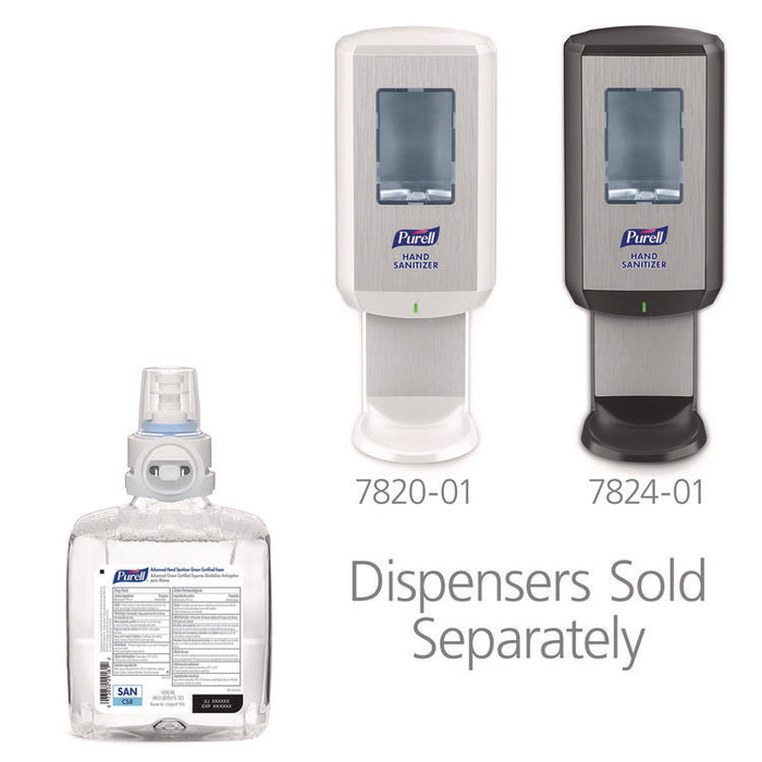 Advanced Hand Sanitizer Green Certified Foam Refill, For CS8 Dispensers, 1,200 mL, Fragrance-Free, 2/Carton