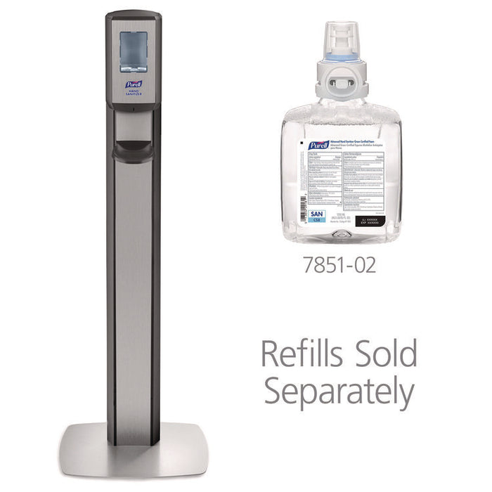 MESSENGER CS8 Silver Panel Floor Stand with Dispenser, 1,200 mL, 15.13 x 16.62 x 52.68, Graphite/Silver