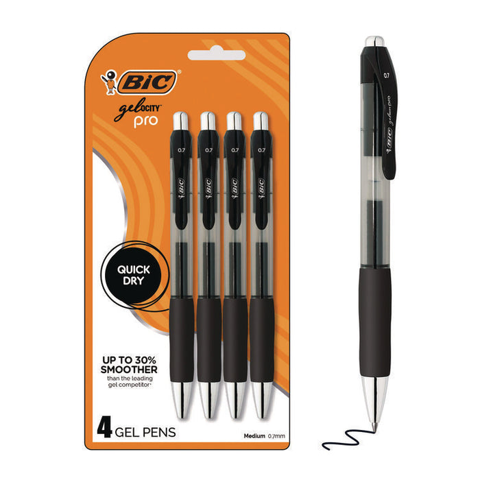 Gel-ocity Pro Gel Pen, Retractable, Medium 0.7 mm, Black Ink, Translucent Black/Black Barrel, 4/Pack
