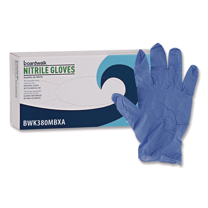 380 Series Disposable General-Purpose Nitrile Gloves, Powder-Free, Medium, 4 mil Thick, 9.5" Long, Blue, 100/Box