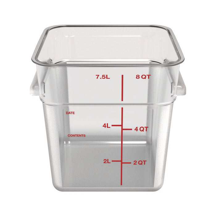 Squares Polycarbonate Food Storage Container, 8 qt, 8.75 x 8.75 x 9, Clear, Plastic