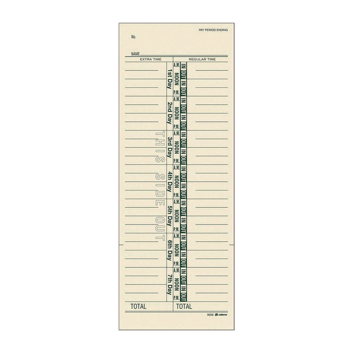 Time Cards for Acroprint, Amano and Lathem Time Clocks, One Side, 3.38 x 9, 200/Pack