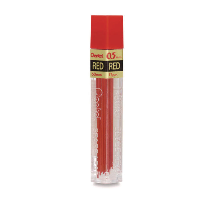 Colored Lead Refill, 0.5 mm, HB, Red, 12 Leads/Tube, 3 Tubes
