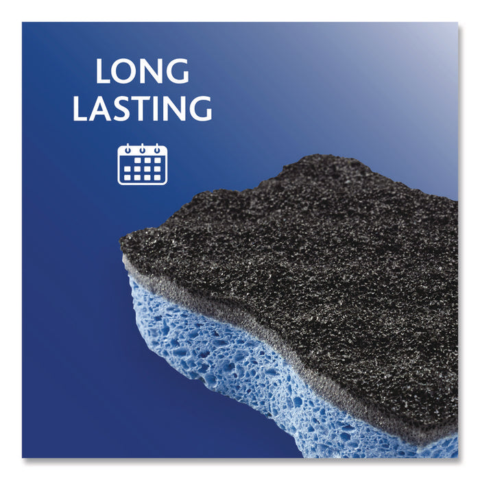 Scrunge Heavy-Duty Sponge, 2.63 x 4.25, 1" Thick, Black/Blue, 2/Pack, 8 Packs/Carton