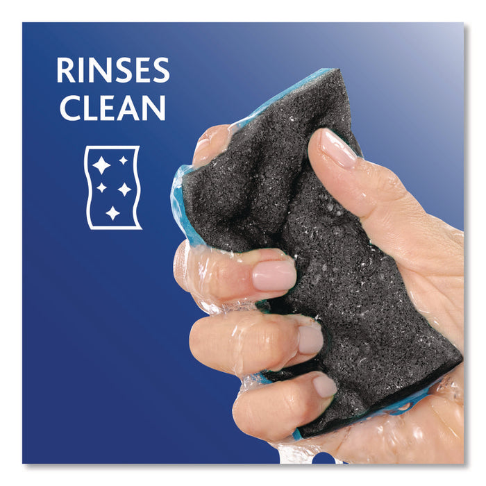 Scrunge Heavy-Duty Sponge, 2.63 x 4.25, 1" Thick, Black/Blue, 2/Pack, 8 Packs/Carton