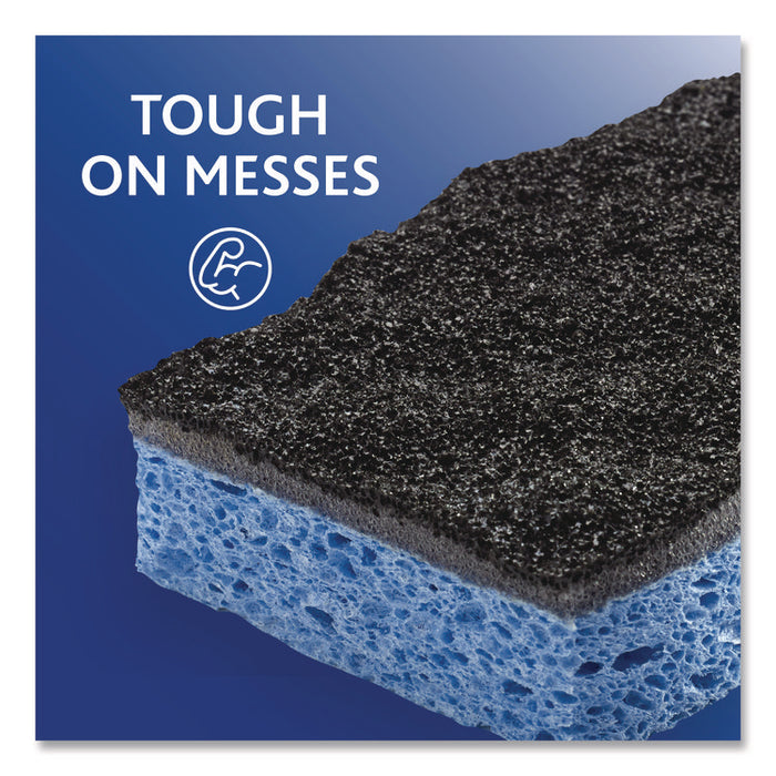 Scrunge Heavy-Duty Sponge, 2.63 x 4.25, 1" Thick, Black/Blue, 2/Pack