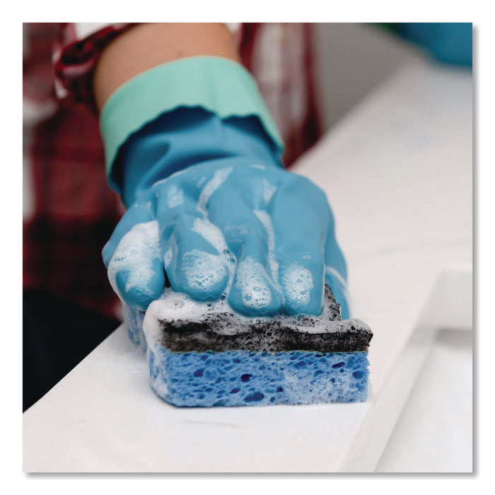 Scrunge Heavy-Duty Sponge, 2.63 x 4.25, 1" Thick, Black/Blue, 2/Pack
