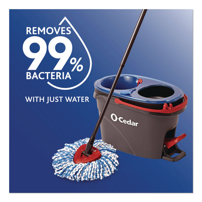 EZWring RinseClean Spin Mop System, Blue/White Microfiber Head, Up to 51" Adjustable Red/Gray Plastic Handle