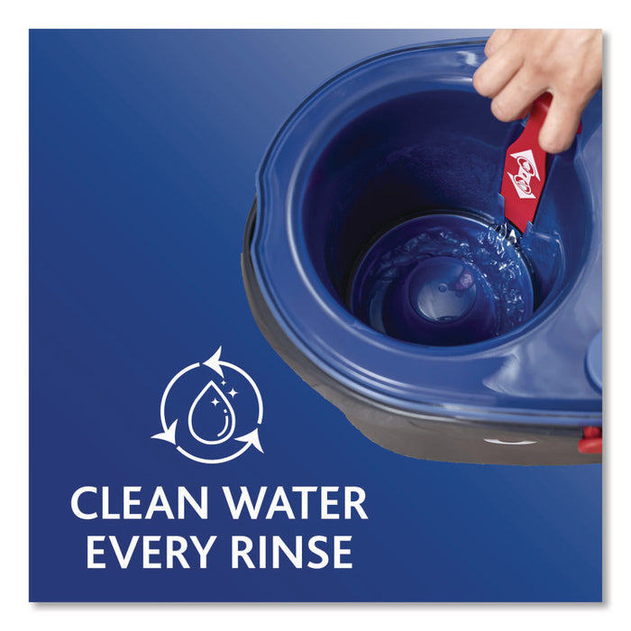 EZWring RinseClean Spin Mop System, Blue/White Microfiber Head, Up to 51" Adjustable Red/Gray Plastic Handle