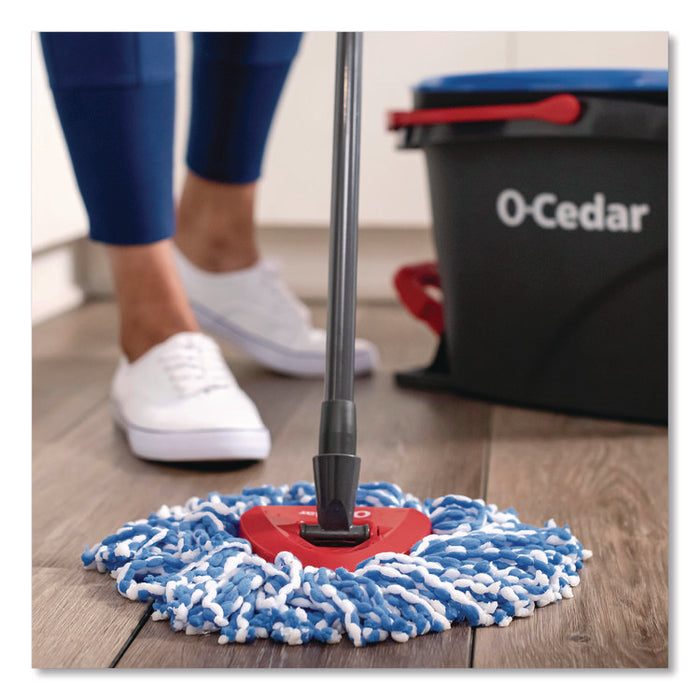 EZWring RinseClean Spin Mop System, Blue/White Microfiber Head, Up to 51" Adjustable Red/Gray Plastic Handle