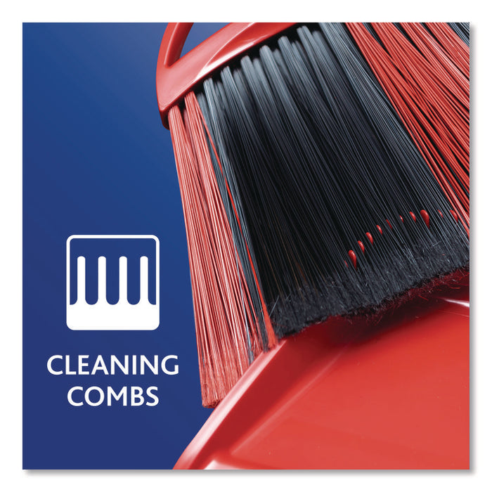 One Sweep Broom with Dustpan, 53.88" Length, Red/Black/Gray
