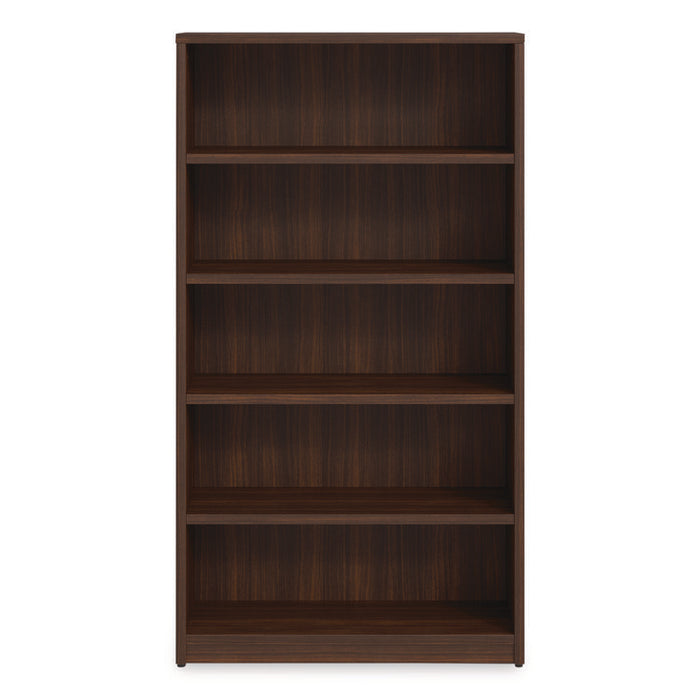 Alera Seville Bookcase, Five-Shelf, 36w x 14d x 65h, Mahogany