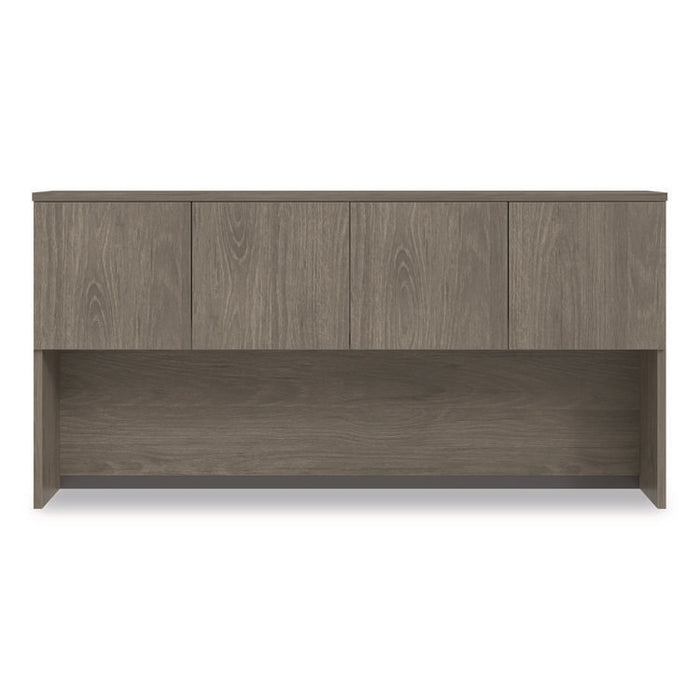 Alera Seville Hutch with Doors, 4 Compartments, 72w x 16d x 36h, Walnut