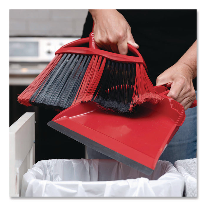 One Sweep LG Broom with Dustpan, 57" Length, Red/Black/Gray