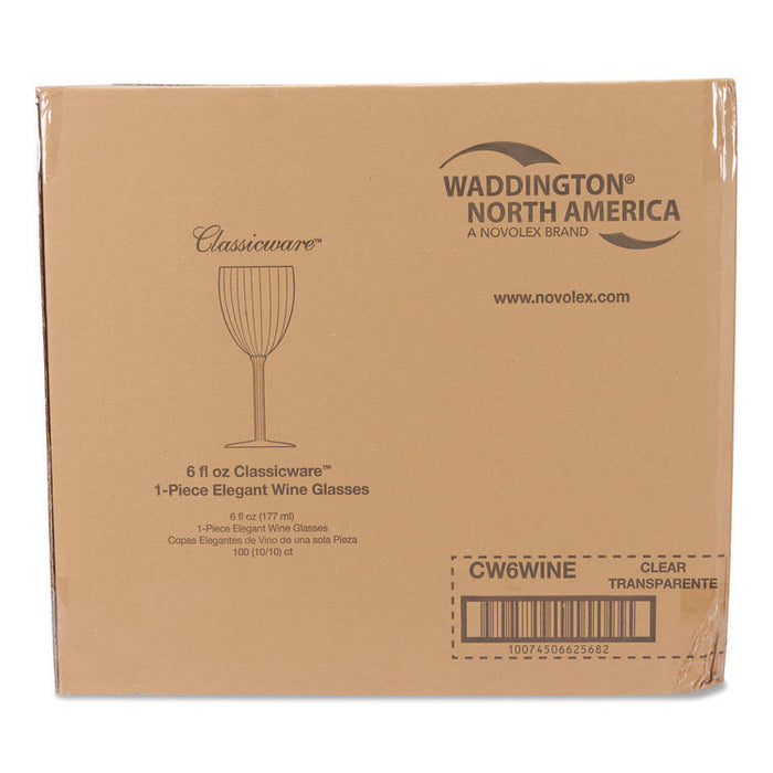 Classicware One-Piece Stemware, 6 oz, Plastic, Clear, 100/Carton
