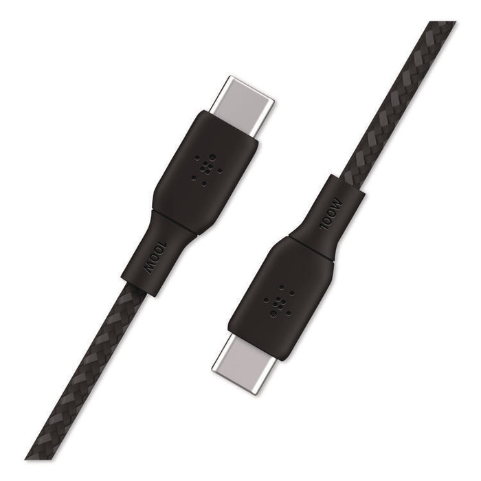 BOOST CHARGE Braided USB-C to USB-C Cable, 100 W Power Delivery, 6.6 ft, Black