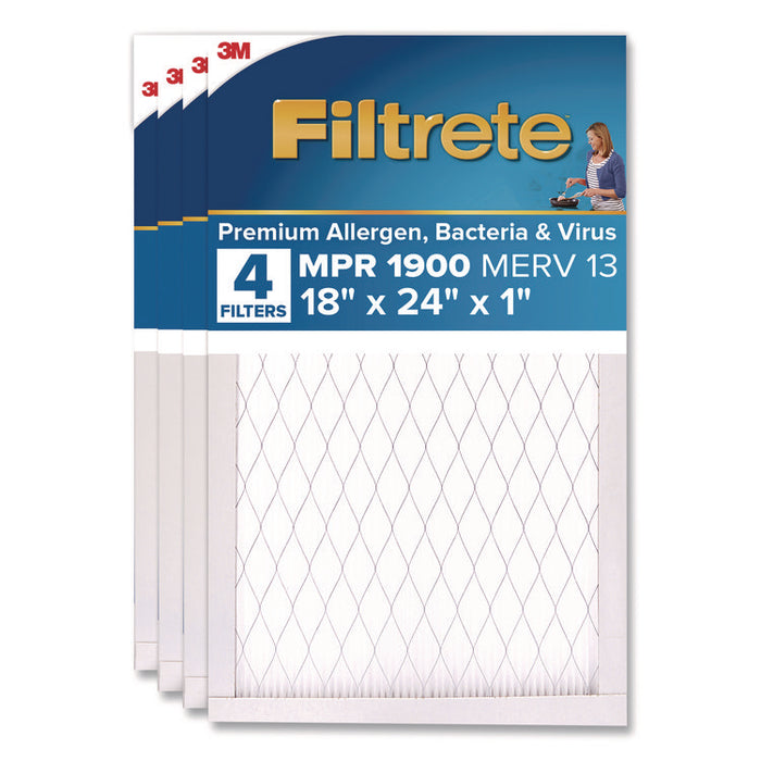 Premium Allergen, Bacteria and Virus Air Filter, MERV 13, MPR 1900, 18 x 24, 4/Carton