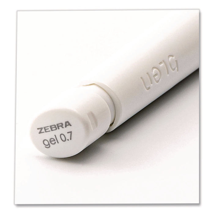 bLen Gel Pen, Medium 0.7 mm, Black; Blue Ink, White; Black Barrel, 6/Pack