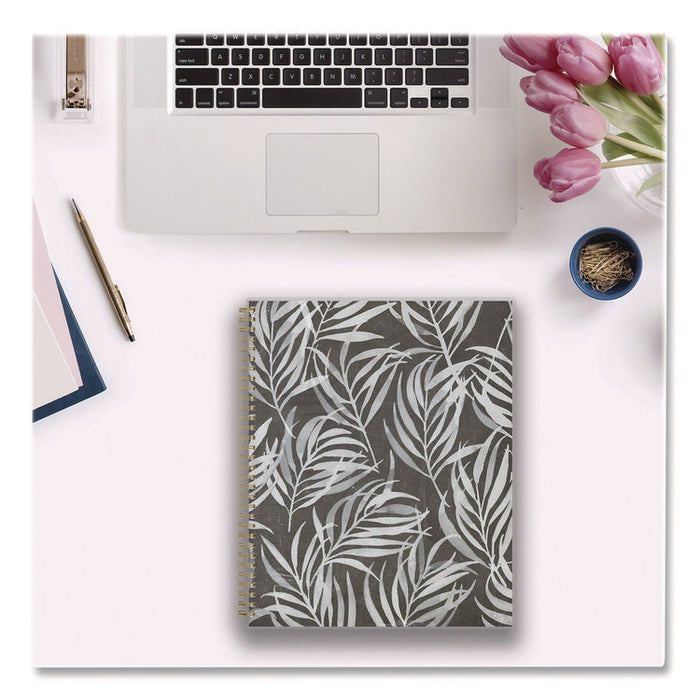 Dark Gray Gale Weekly/Monthly Lesson Planner, 9 Classes, Tropical Artwork, Gray/Mint Cover, 11 x 8.5 Sheets, 12-Month Span