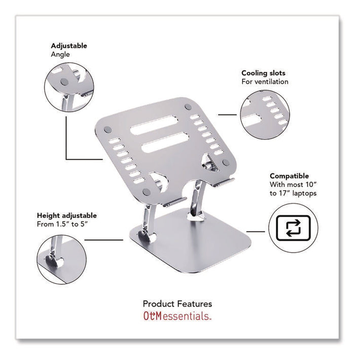 Adjustable Laptop Riser Stand, 10.62" x 9" x 1.5" to 5", Silver
