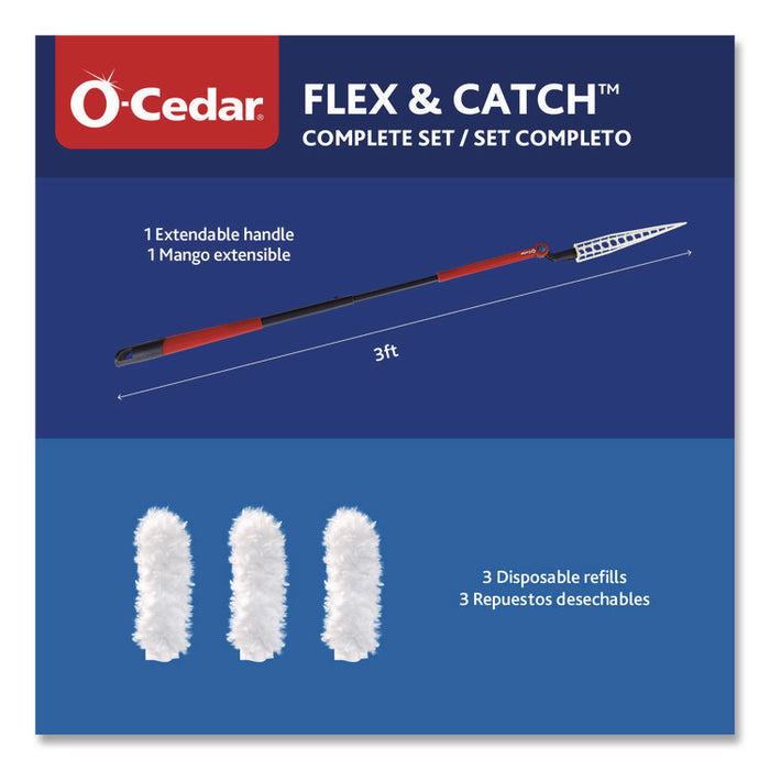 Flex and Catch Heavy-Duty Dusting Kit, 1 Duster Wand and 3 Refills