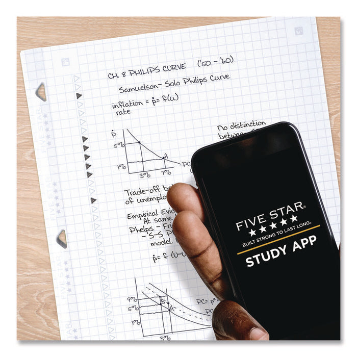 Reinforced Filler Paper Plus Study App, 3-Hole, 8.5 x 11, Quadrille Rule, 80/Pack