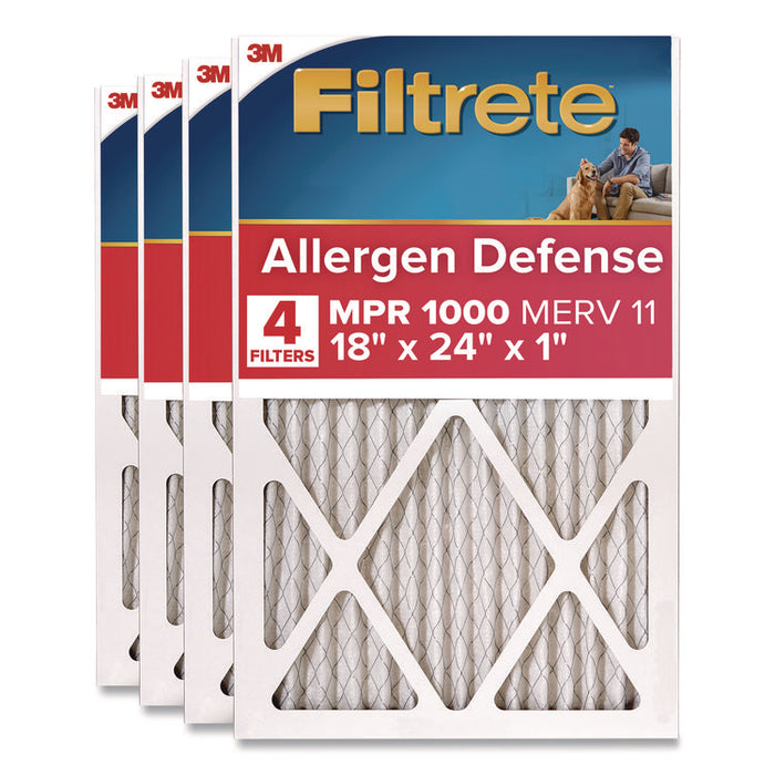 Allergen Defense Air Filter, MERV 11, MPR 1000, 18 x 24, 4/Carton
