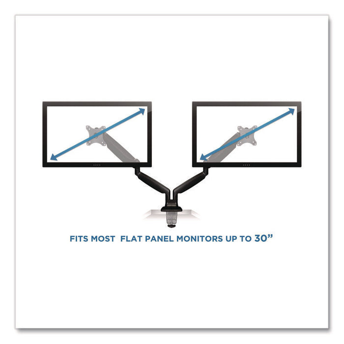 Dual Monitor Gas-Spring Mounting Arm, For 13" to 32" Monitors, 360 Degree Rotation, +/-45 Degree Tilt, Black, Supports 20 lb