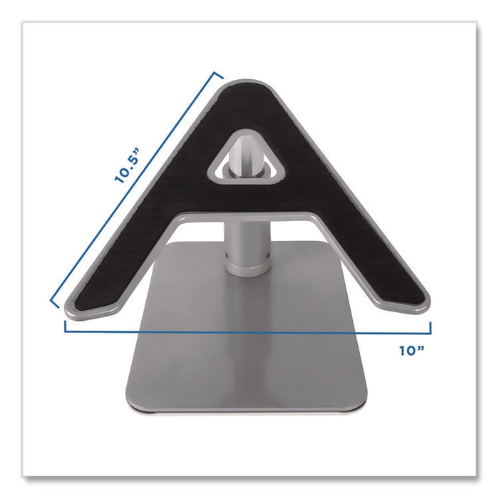 Adjustable Height Laptop Riser, 10" x 10.5" Platform, Silver/Black, Supports Up to 33 lbs