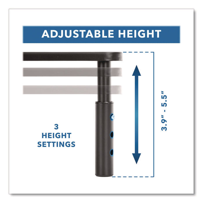 Adjustable Desktop Monitor Riser, For Up to 32" Monitors, 14.57" x 9.25" x 5.51", Black, Supports 44 lb