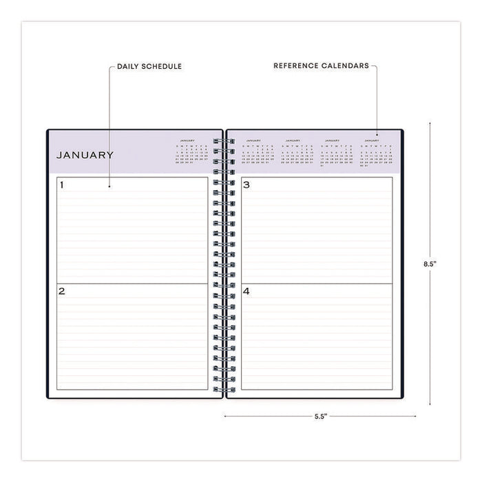 Perpetual Daily Planner, 8.5 x 5.5, Blue Cover, 52 Weeks: Undated