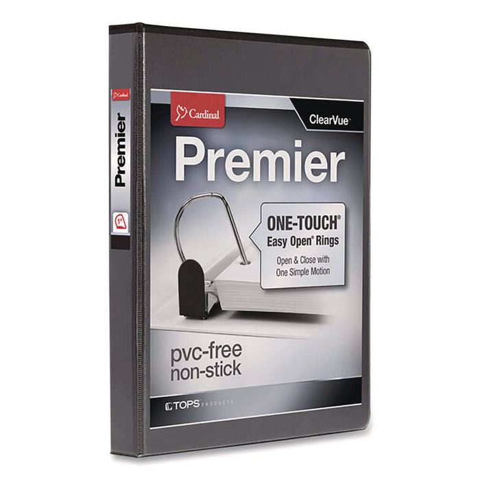 Premier Easy Open ClearVue Locking Slant-D Ring Binder, 3 Rings, 1" Capacity, 11 x 8.5, Black