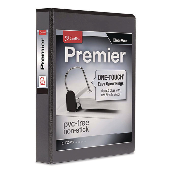 Premier Easy Open ClearVue Locking Slant-D Ring Binder, 3 Rings, 1.5" Capacity, 11 x 8.5, Black