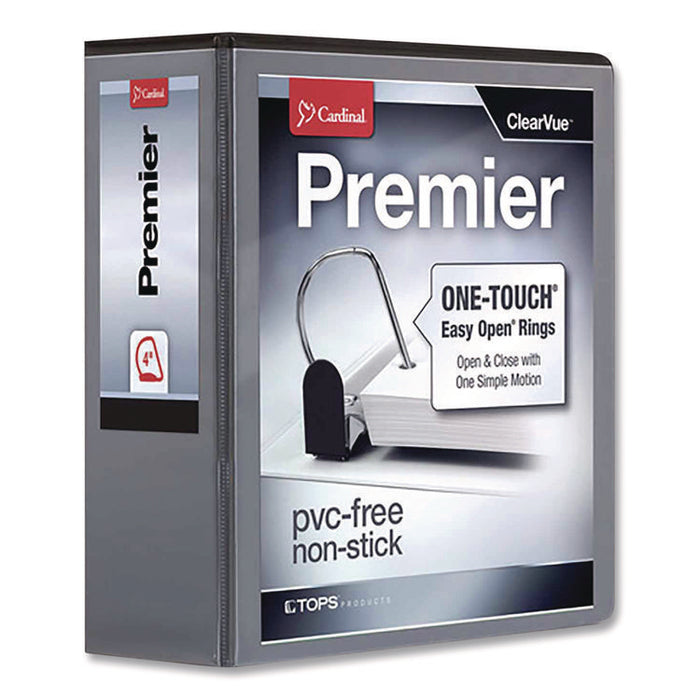 Premier Easy Open ClearVue Locking Slant-D Ring Binder, 3 Rings, 4" Capacity, 11 x 8.5, Black