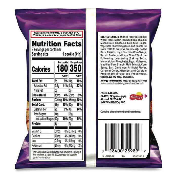 Cookies - Single Serve, Oatmeal Raisin, 2.5 oz Packet, 60/Carton