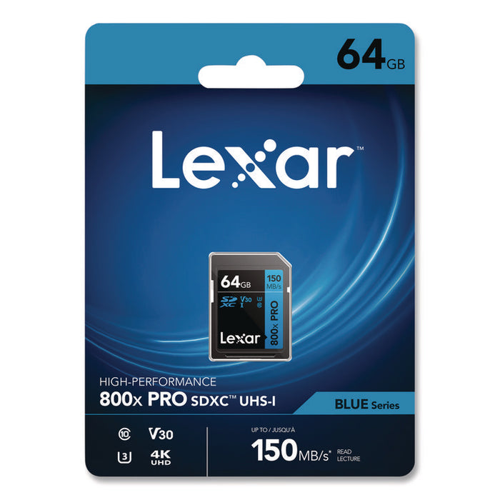 High-Performance PRO BLUE Series SDXC Memory Card, UHS-I V30 U1 Class 10, 64GB