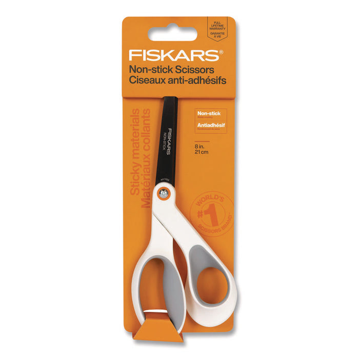 Premier SoftGrip Nonstick Scissors, 9.75" Long, 8" Cut Length, Offset White Handle