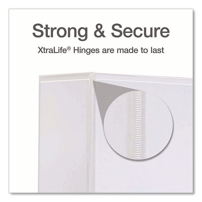 XtraLife ClearVue Non-Stick Slant-D Ring Binder, 3 Rings, 3" Capacity, 11 x 8.5, White