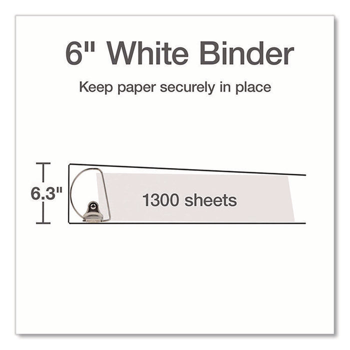 XtraLife ClearVue Non-Stick Slant-D Ring Binder, 3 Rings, 6" Capacity, 11 x 8.5, White