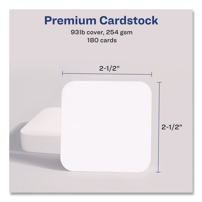 Clean Edge Square Cards, Inkjet, 2.5 x 2.5, 9 Cards/Sheet, 20 Sheets/Pack