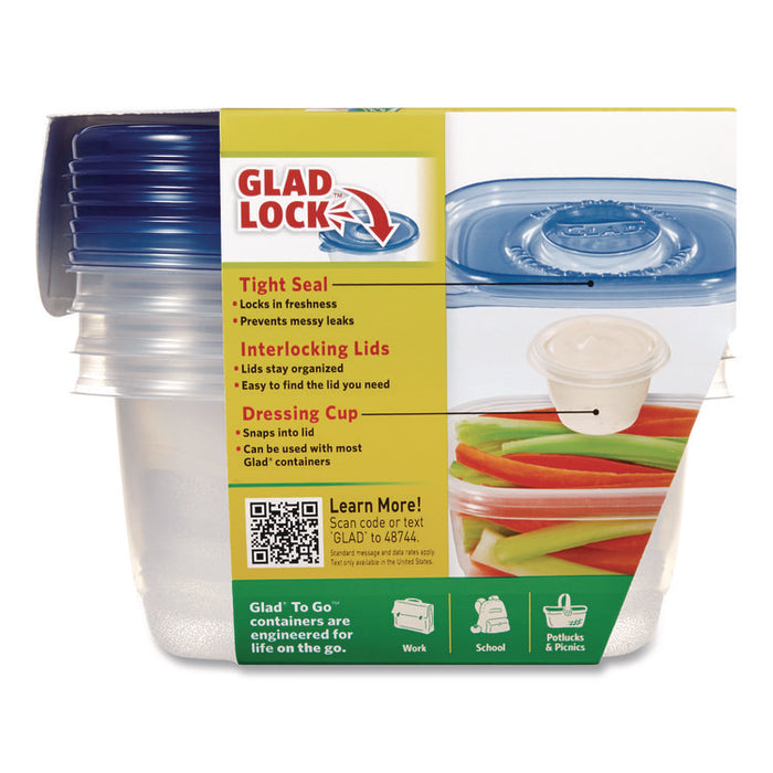 To Go Lunch Containers, 2 Compartments, 32 oz, Plastic, 4/Pack