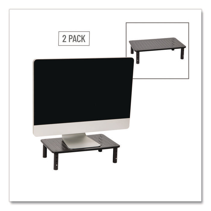 Adjustable Rectangular Monitor Stand, 14.5" x 9.25" x 4" to 5.5", Black, Supports 44 lb, 2/Pack