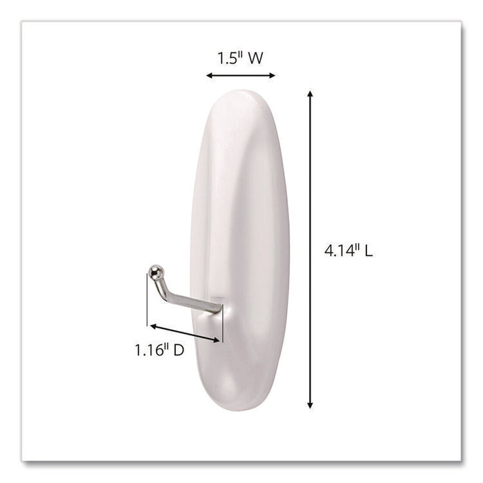 Large Wire Hook, Metal/Plastic, White, Supports 5 lbs
