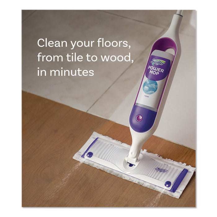 PowerMop Mopping Pads, 15.4 x 5.3, White/Purple, 8/Pack