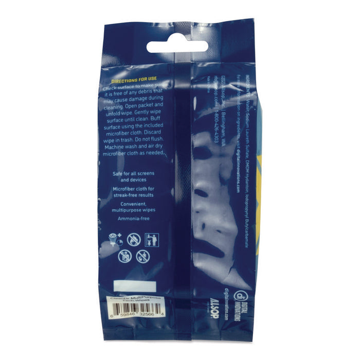 ScreenDr Device and Screen Cleaning Wipes, 6.88" x 3.9", Unscented, White/Gray, 20/Pack