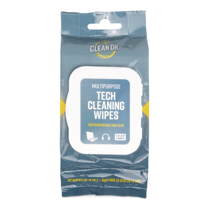 ScreenDr Device and Screen Cleaning Wipes, 6.88" x 3.9", Unscented, White/Gray, 20/Pack