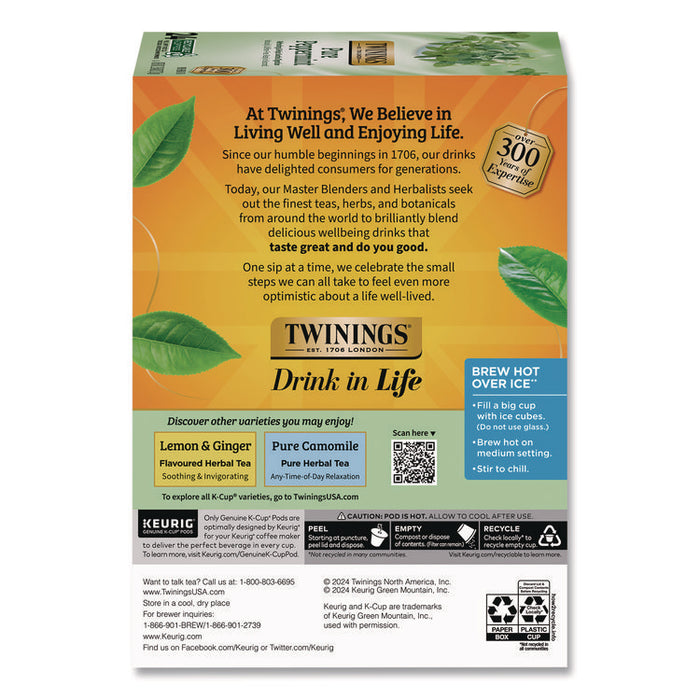 Tea K-Cups, Pure Peppermint, 0.11 oz, 24/Box